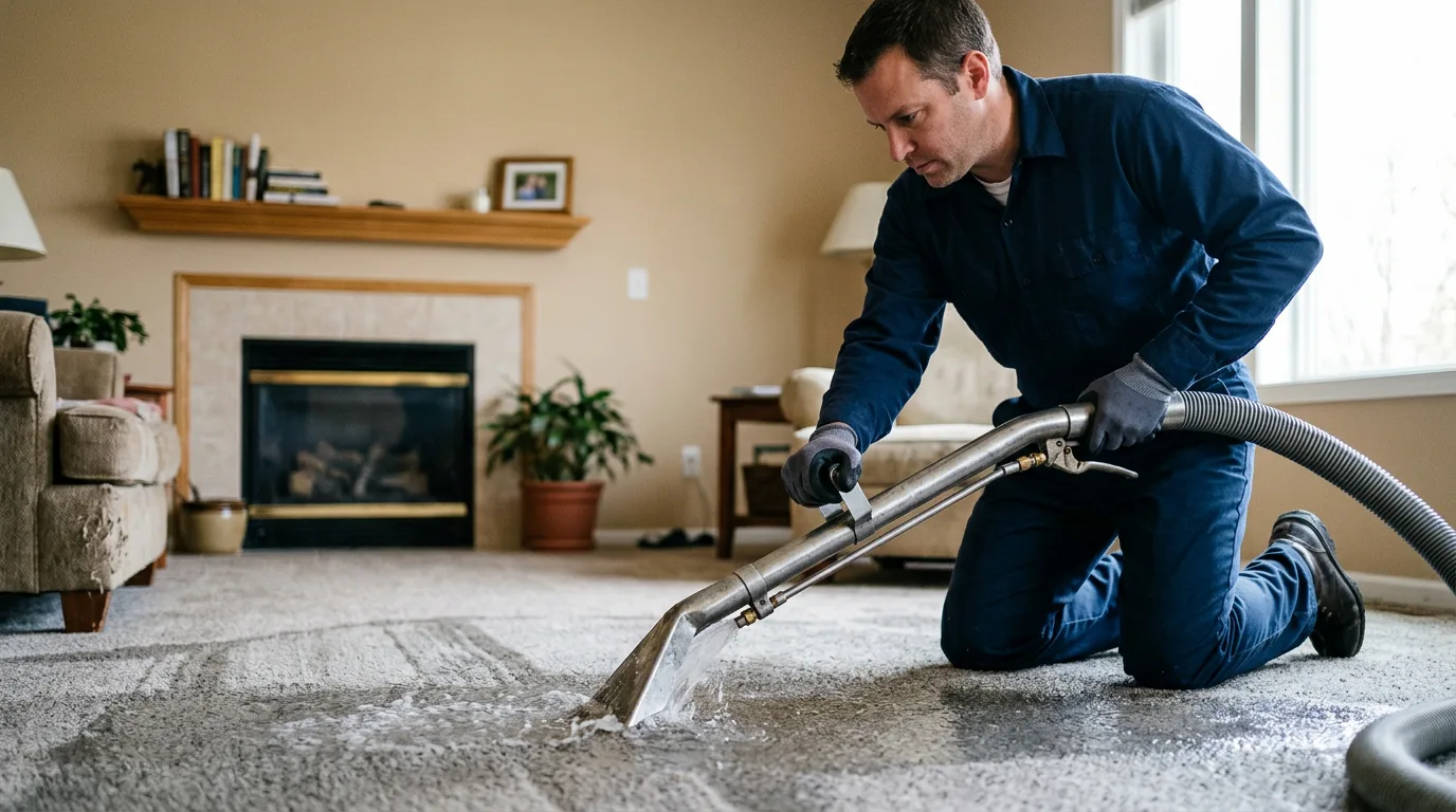 Water damage restoration technician working near Mora, MN